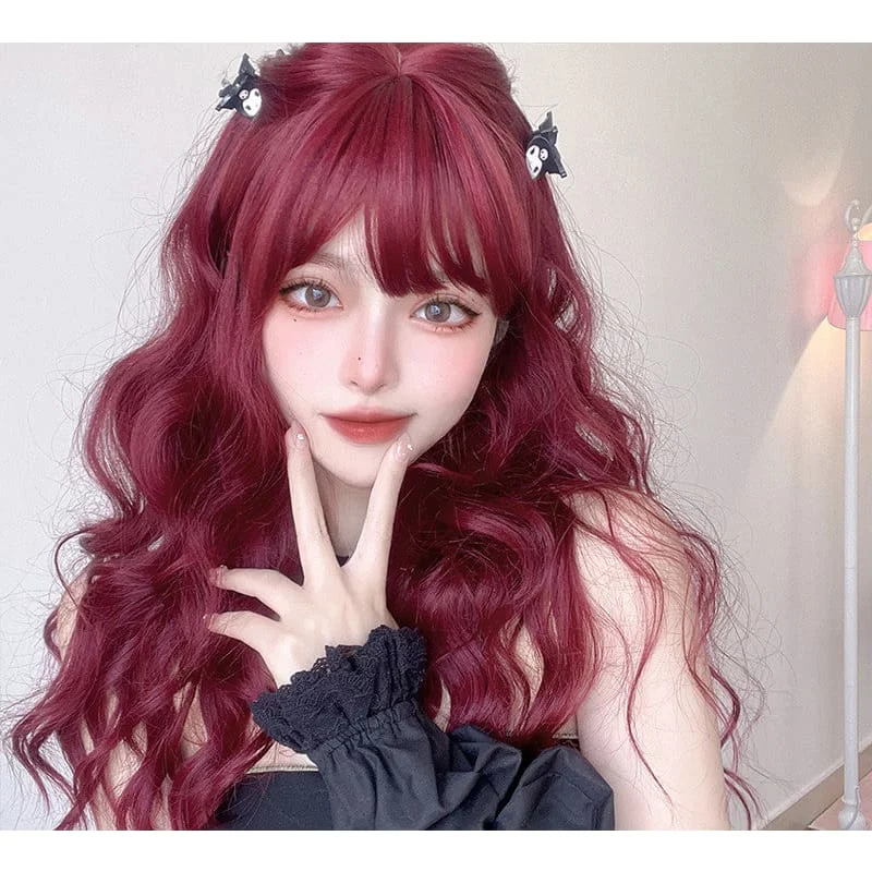 Cute Mermaid Style Cherry Red Curly Wig ON136