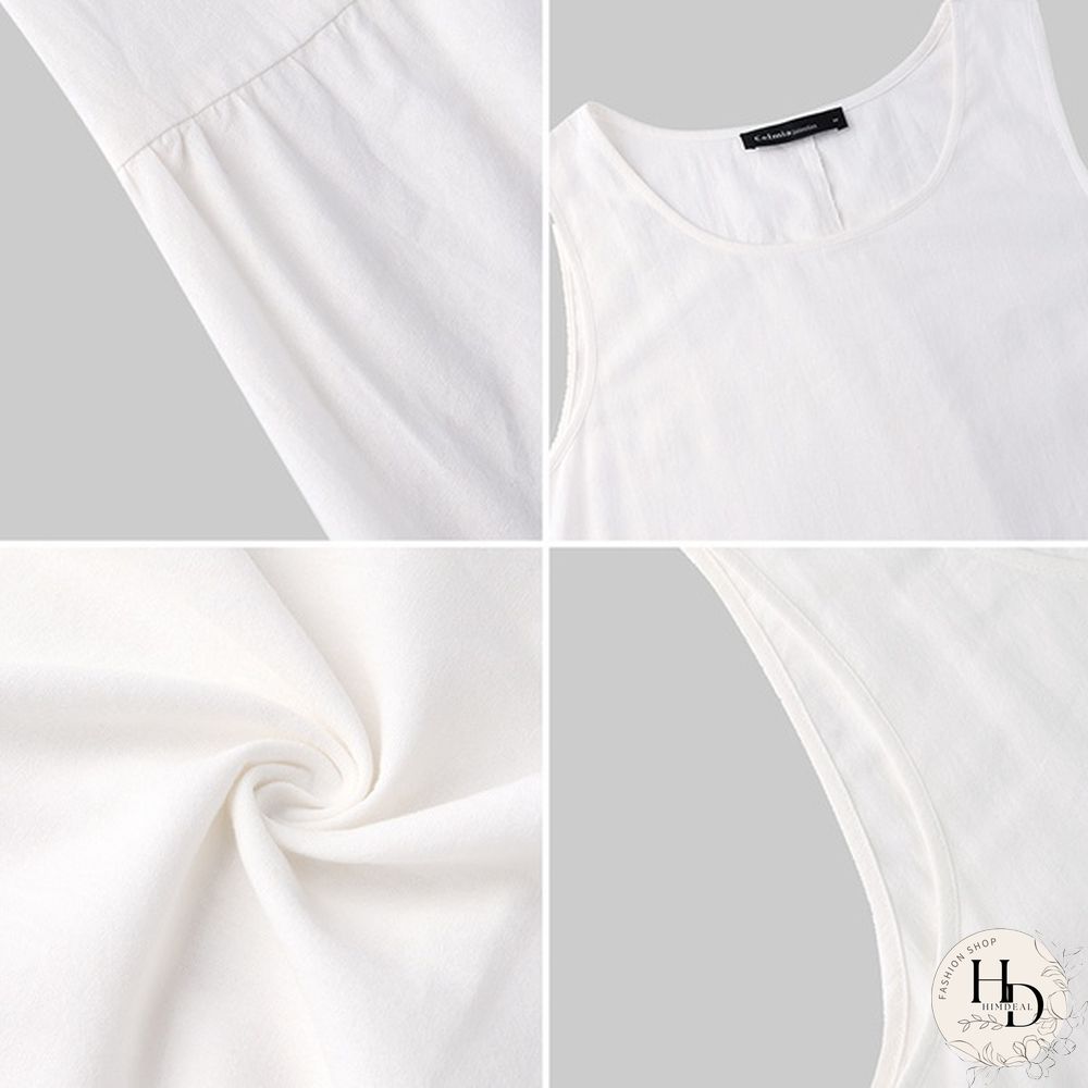 Sumemr Beach Holiday Sundress Women Sleeveless Ruffles Hem Long Dress Cotton Linen Casual Loose Pleated Kaftan Dress Plus Size