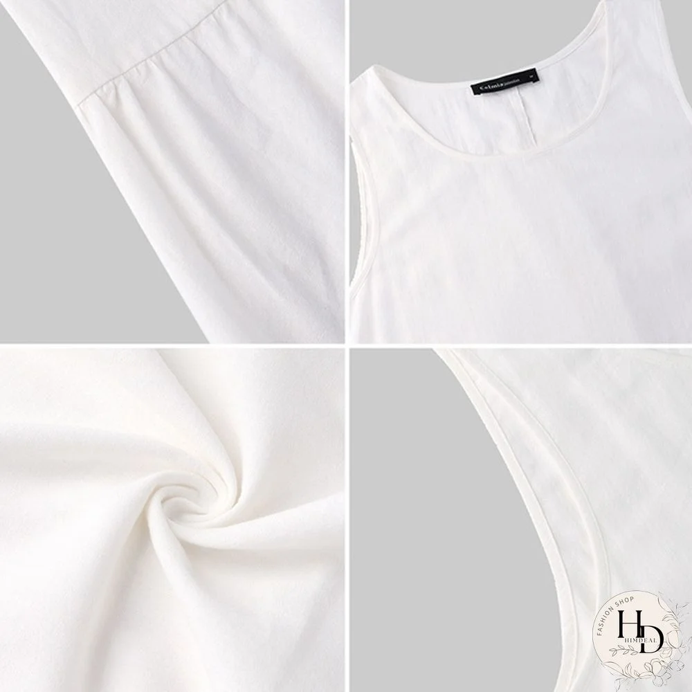 Sumemr Beach Holiday Sundress Women Sleeveless Ruffles Hem Long Dress Cotton Linen Casual Loose Pleated Kaftan Dress Plus Size