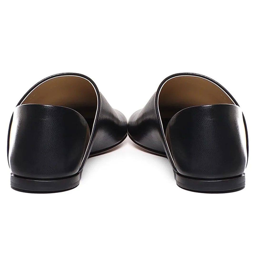 Black Square Toe Patchwork Detail Casual Flat Shoes for Women