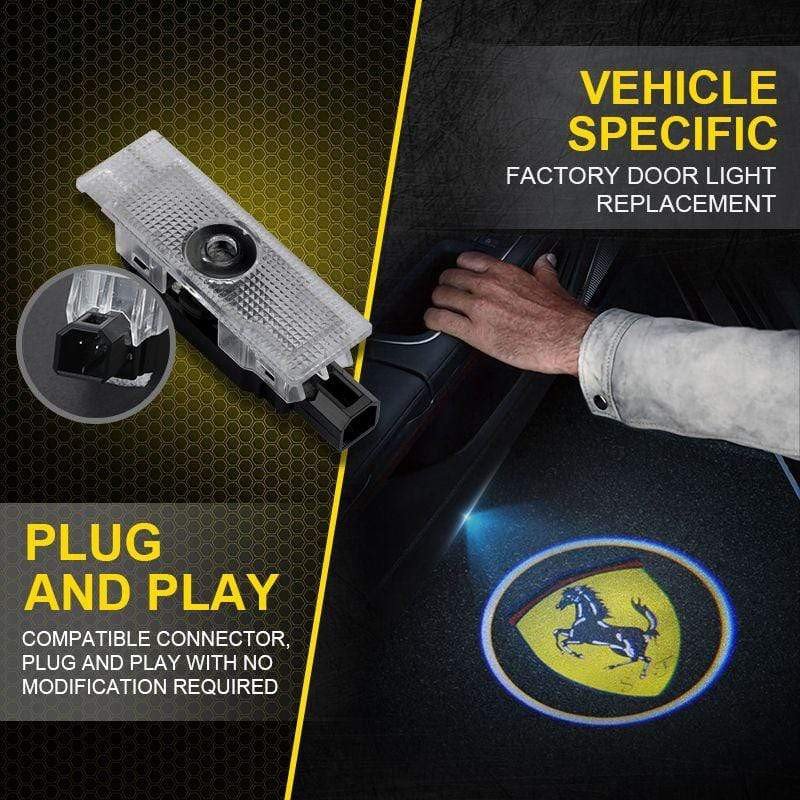 2pcs Door Logo Light LED Laser Projector Step Courtesy Welcome Ghost FOR Ferrari voiturehub dxncar