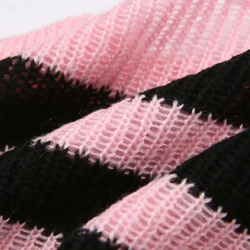 Brownm Striped Knitted Shrug Sweater
