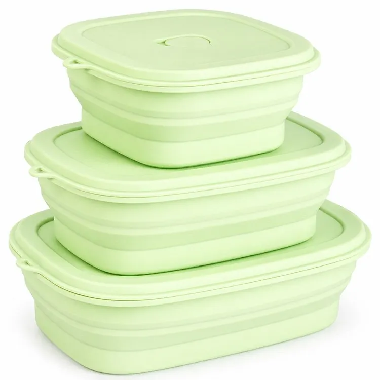 3-Piece Rectangular Collapsible Silicone Food Container Set