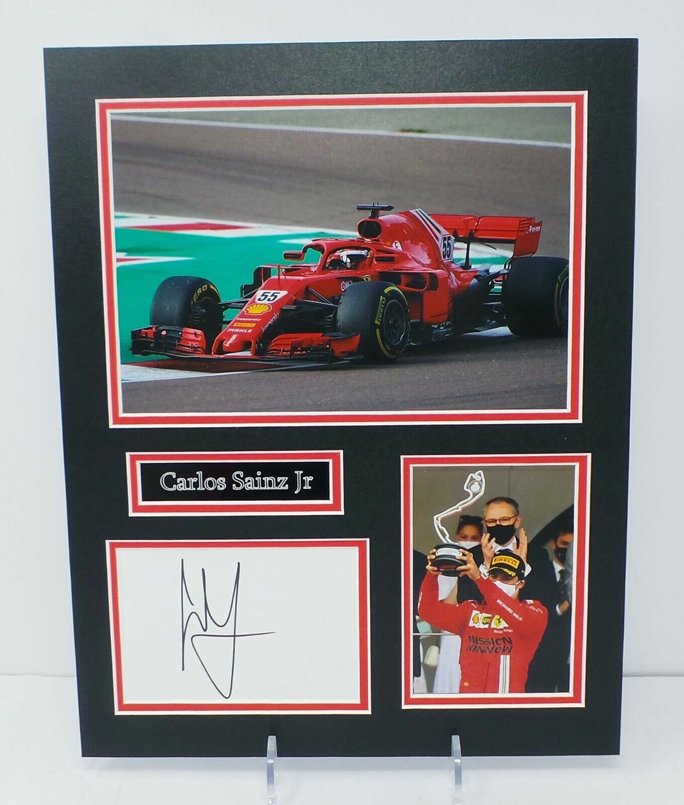 Carlos SAINZ Jr. Ferrari F1 Driver Signed & Mounted Photo Poster painting Display AFTAL RD COA