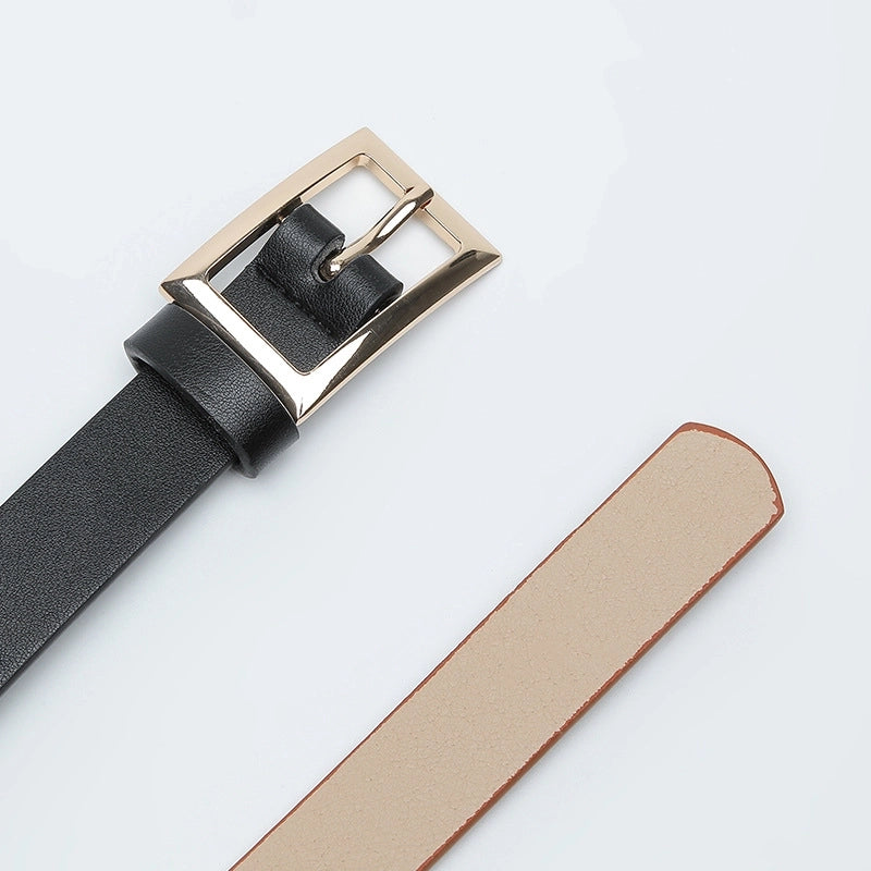 Minimalist Solid Color Pu Leather Alloy Unisex Leather Belts