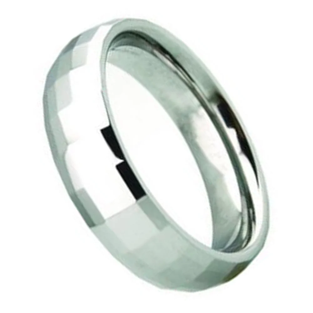 4MM 6MM 8MM Silver Multi-faceted Tungsten Engagement Wedding Bands