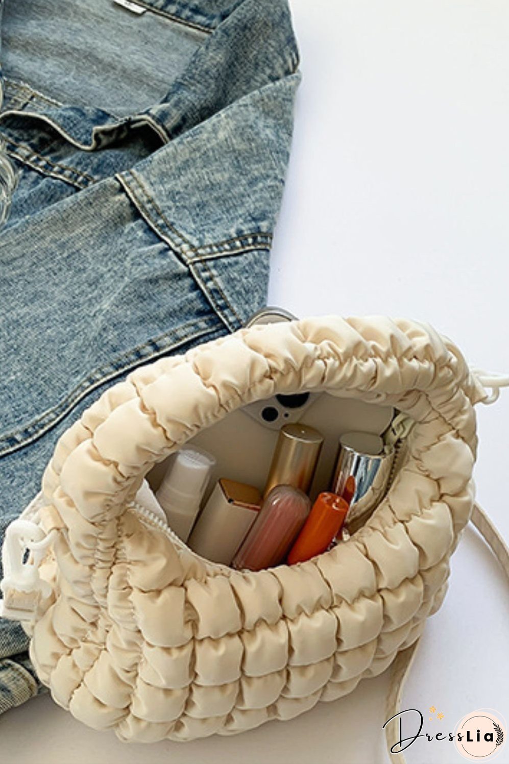 Quilted Puffy Removable Strap Crossbody Bag