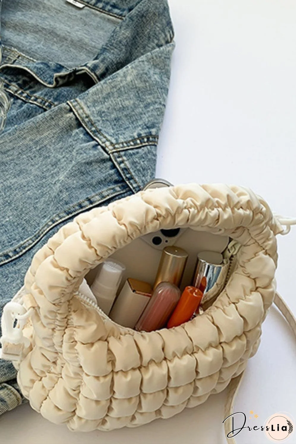 Quilted Puffy Removable Strap Crossbody Bag