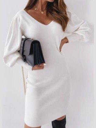 Casual Regular Fit Cotton Dresses White Dresses | EGEMISS