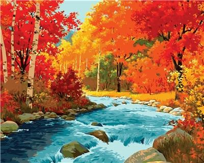 

River Flows in Autumn Forest – Paint By Numbers - 40*50CM, 501 Original
