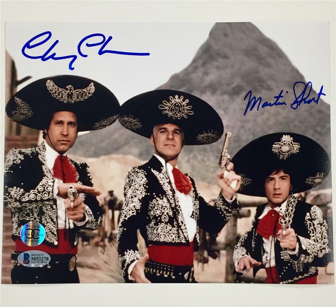 CHEVY CHASE & MARTIN SHORT signed 3 THREE AMIGOS 8x10 Photo Poster painting ~ Beckett BAS COA