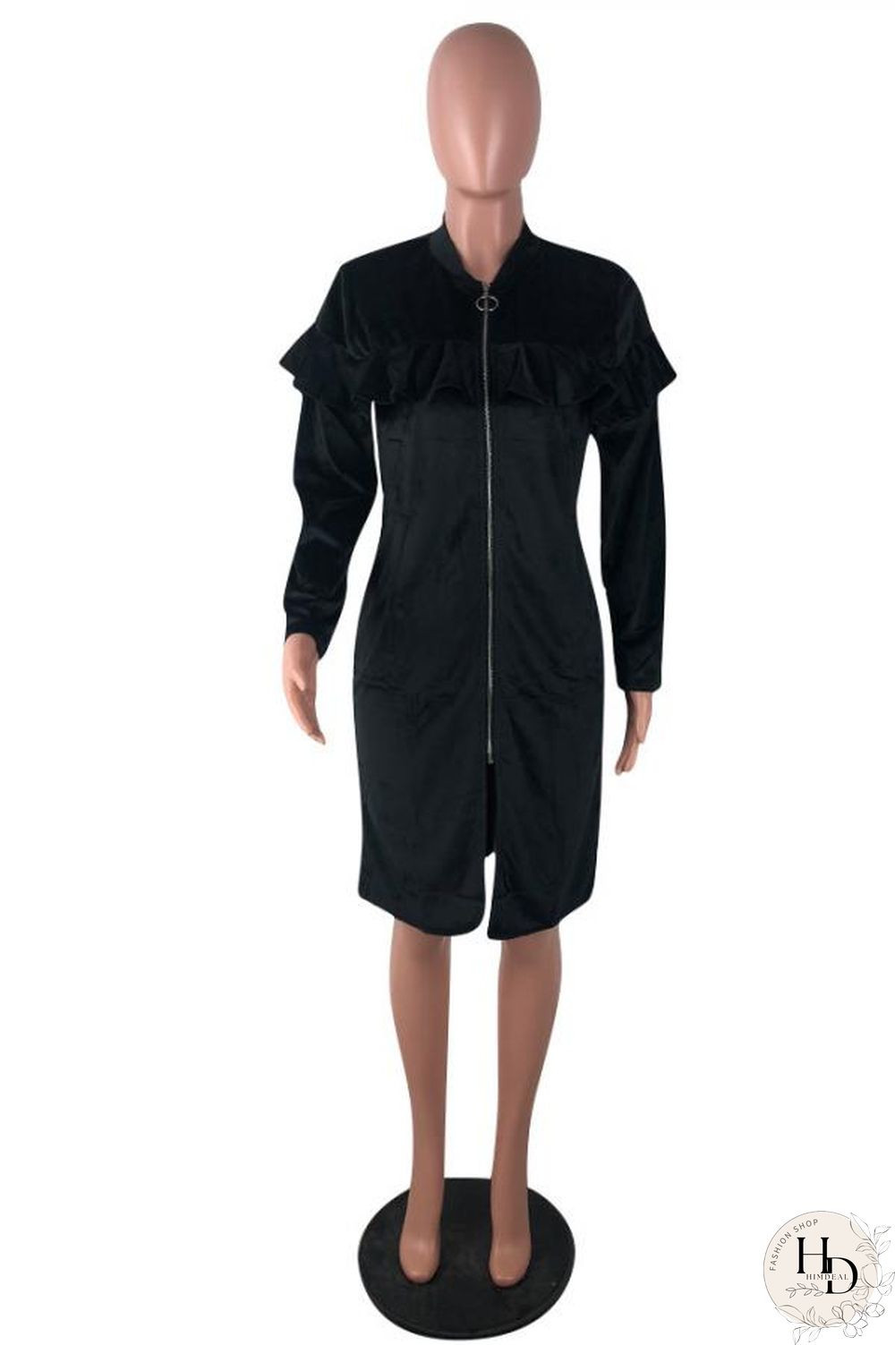 Yellow O Neck Zippered Patchwork Stringy selvedge Solid Pure Long Sleeve Coats & Cardigan