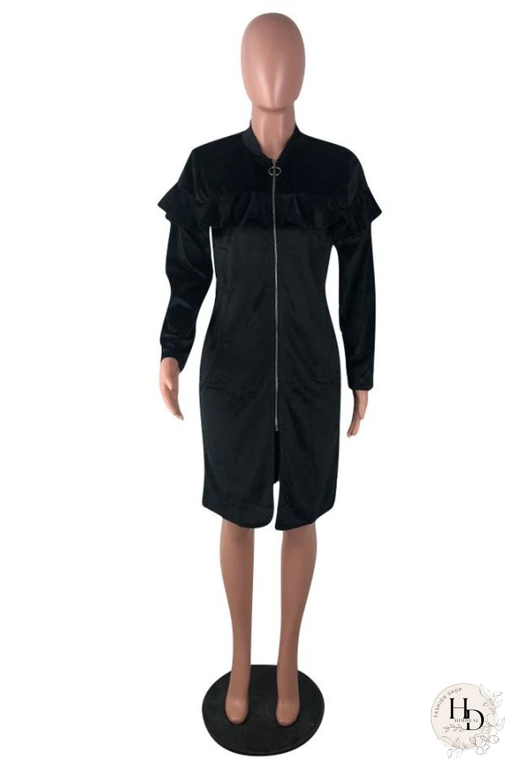 Yellow O Neck Zippered Patchwork Stringy selvedge Solid Pure Long Sleeve Coats & Cardigan