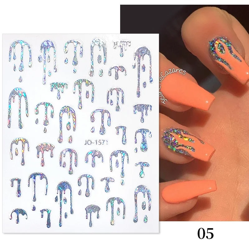 1Pc Black White French 3D Nail Sticker Hollow Painting Nail Trasnfer Sliders Manicure Butterfly Star Heart Pattern Nail Decor-Nail Inspo