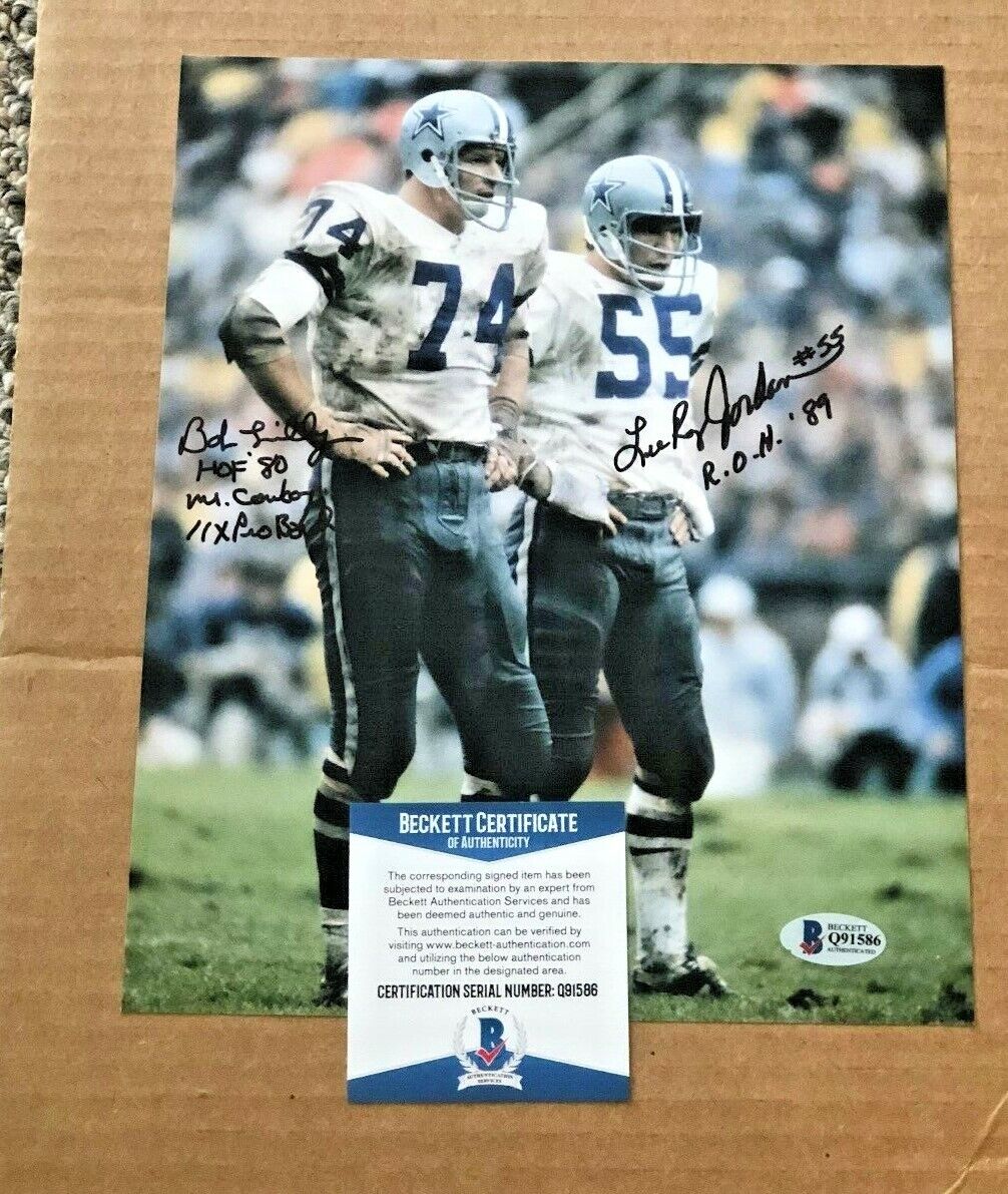 BOB LILLY-LEE ROY JORDAN SIGNED 8X10 Photo Poster painting W/4 INSCRIPTIONS BECKETT CERTIFIED