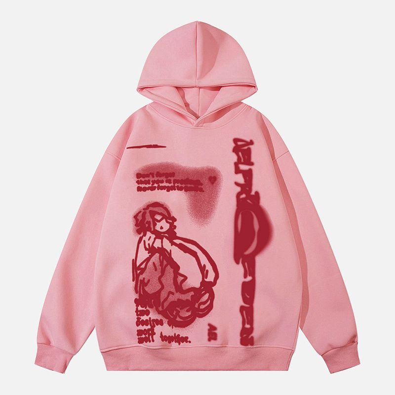 Cartoon Figure Print Hoodie