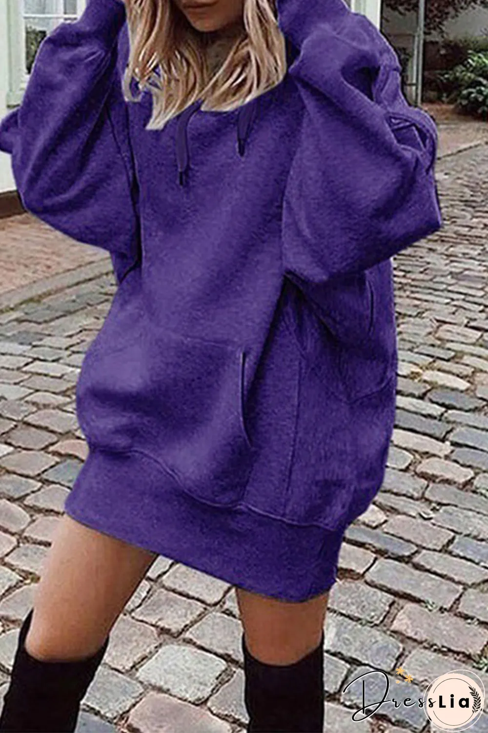 Casual Solid Draw String Hooded Collar Tops(8 Colors)