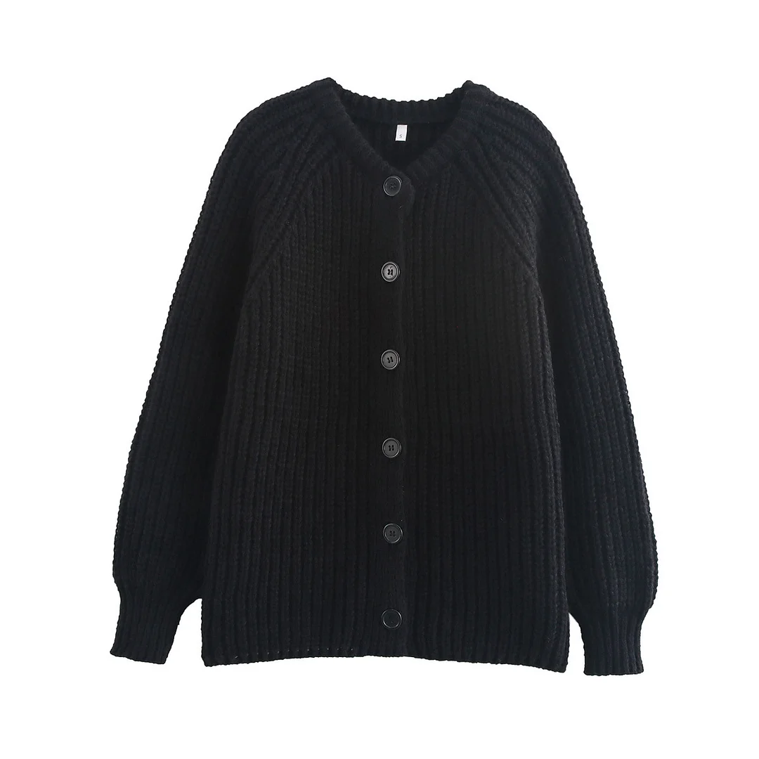 Nigikala Nigikala Women's Y2K2025 Autumn New Solid-Colored Cardigan Long-Sleeved Knitted Sweater Coat Women B66021