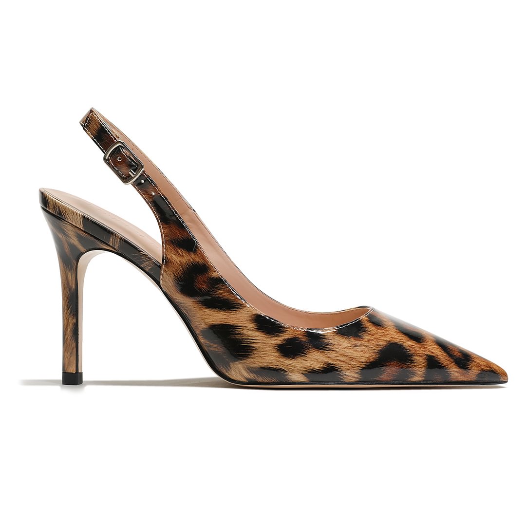 90mm Mid Heels for Women Slingback Pumps Sandals Pointed Toe Pumps -MERUMOTE