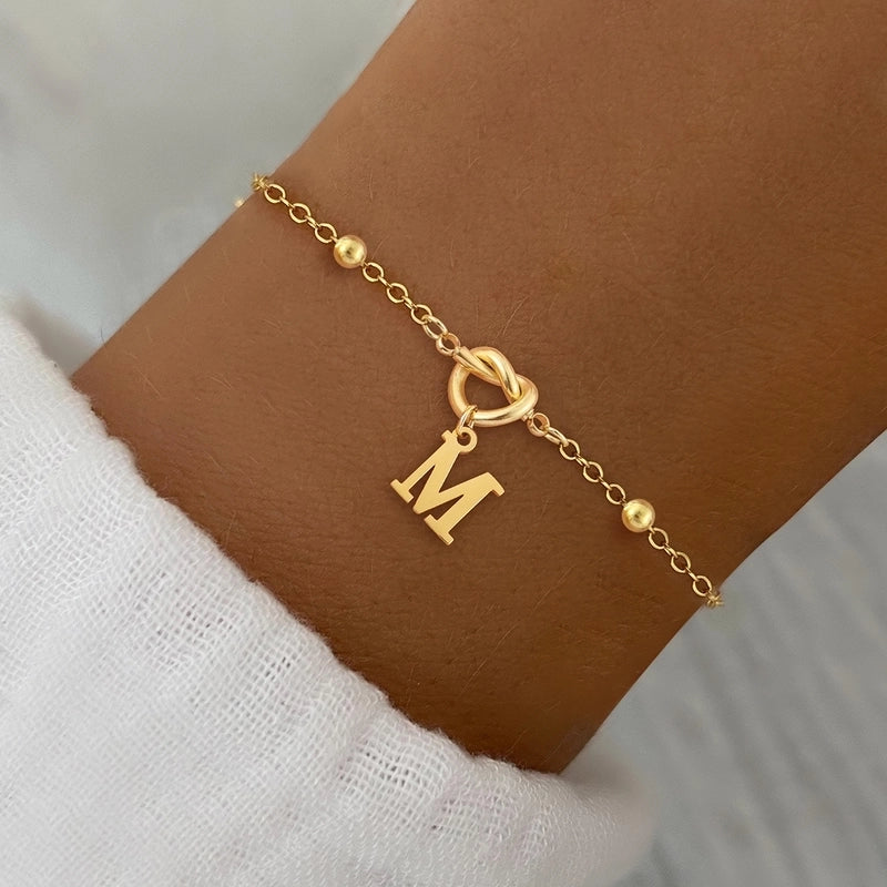 Elegant Minimalist Classic Style Letter Heart Shape 201 Stainless Steel 304 Stainless Steel Cable Chain Bracelets In Bulk