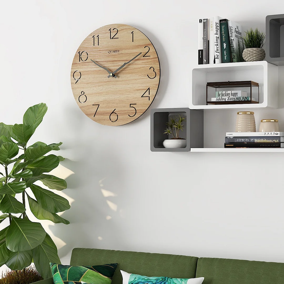 Nordic Simple Wooden 3D Wall Clock Modern Design for Living Room Wall Art Decor Kitchen Wood Hanging Clock Wall Watch Home Decor