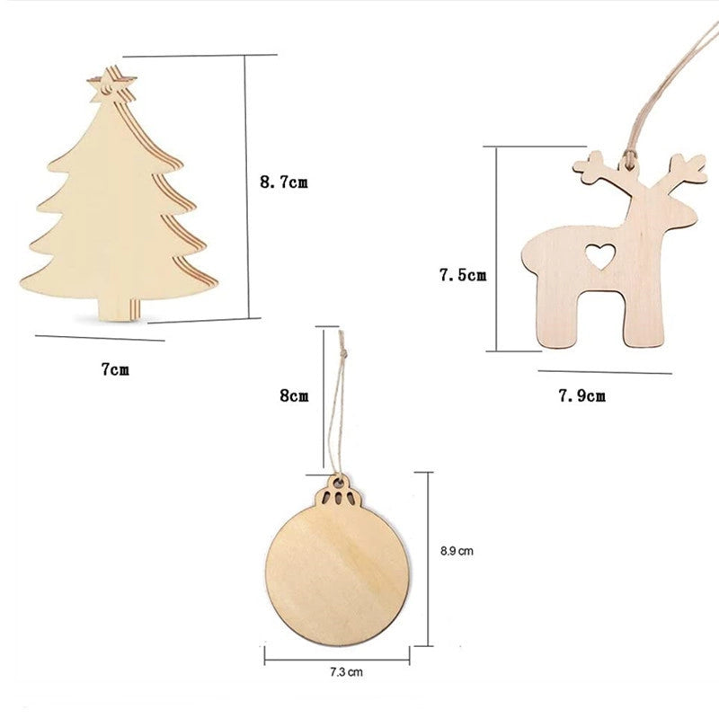 Christmas Tree Ornaments Wooden Crafts Christmas Decorative Pendant Punching DIY Graffiti Painting Wooden Painting