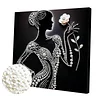 DIY Pearl Painting Silhouette Lady for Home Wall Decor with Frame(30*30cm)