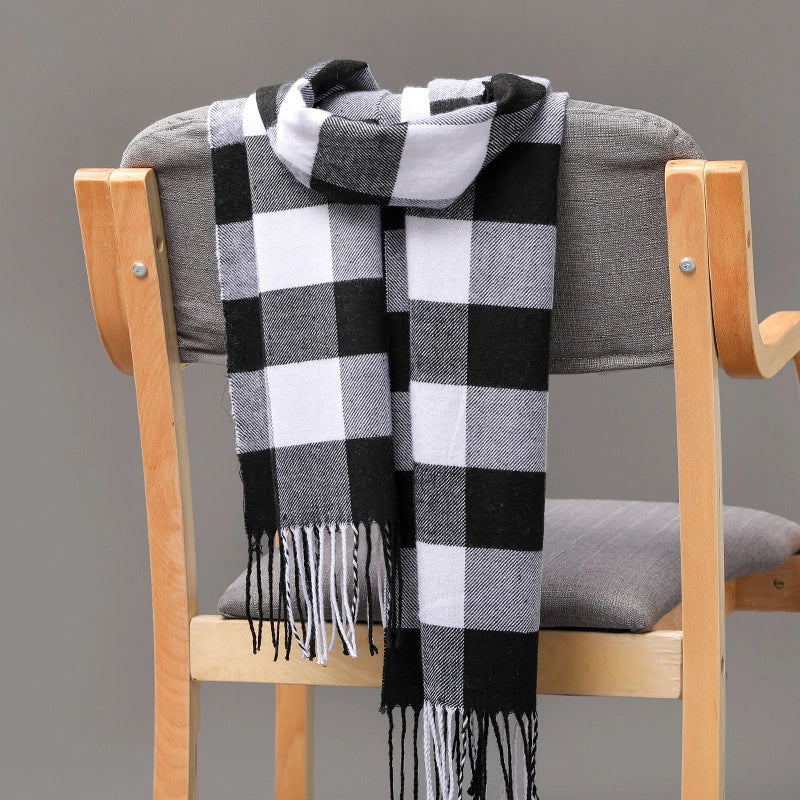 British Plaid Tassel Couple Parent-child Men’s Scarf Autumn And Winter Cashmere Plaid Scarf