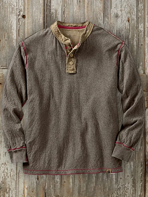 Men's Casual Loose Colorblock Knit Bottoming Shirt