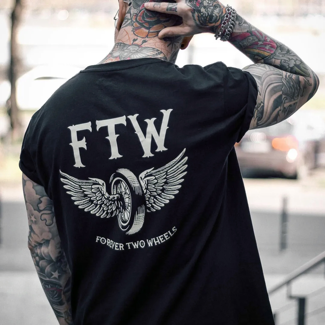 FTW Forever Two Wheels Graphic Cotton T-Shirt