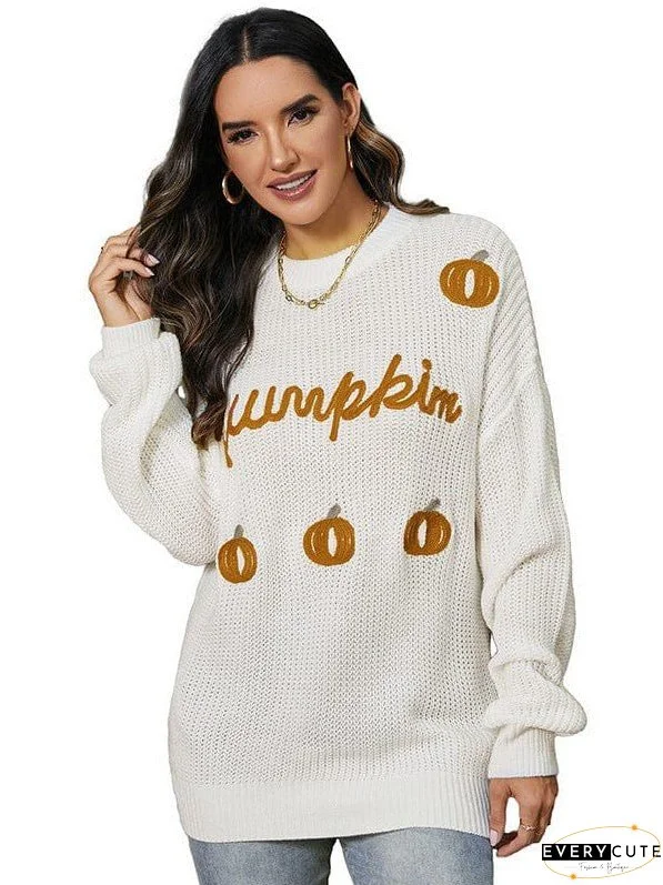 Pumpkin Pattern Women'S Halloween Theme Sweater With Personalized Style