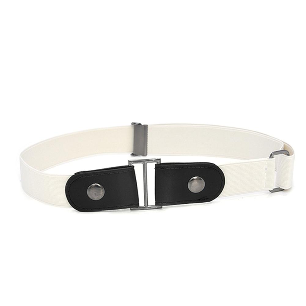 

Genuine Leather Slim Elastic Belt Invisible Buckle-Free Band Unisex (White), 501 Original