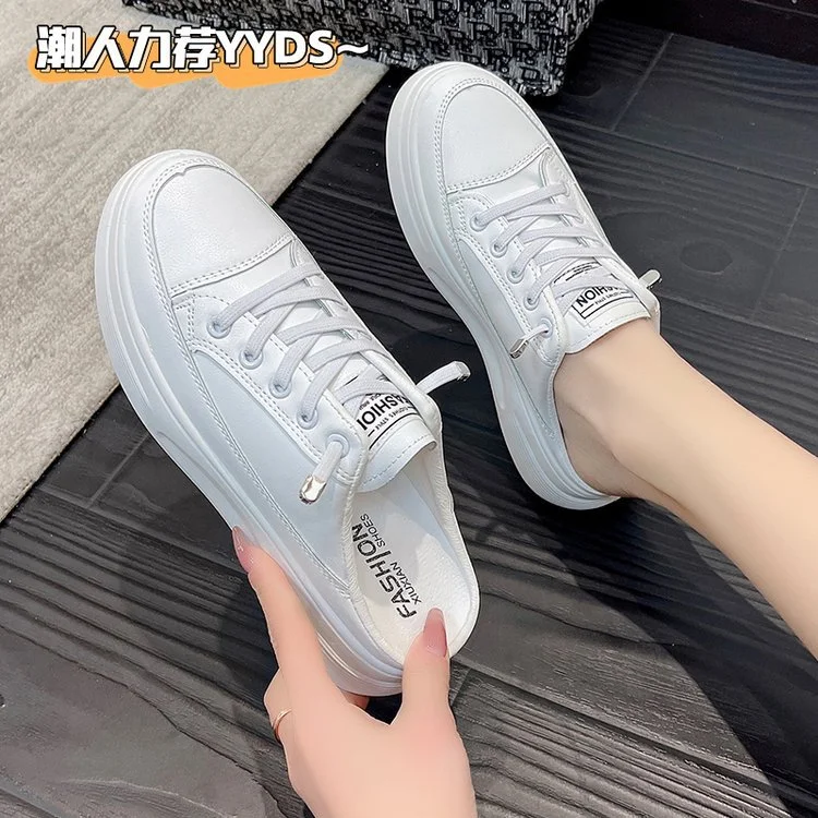 Churchf Churchf Semi-Slippers Women Wear Online Celebrity Ins Students' Korean Version In Spring 2024 With A Pair Of Breathable White Shoes.-Outfit Ideas