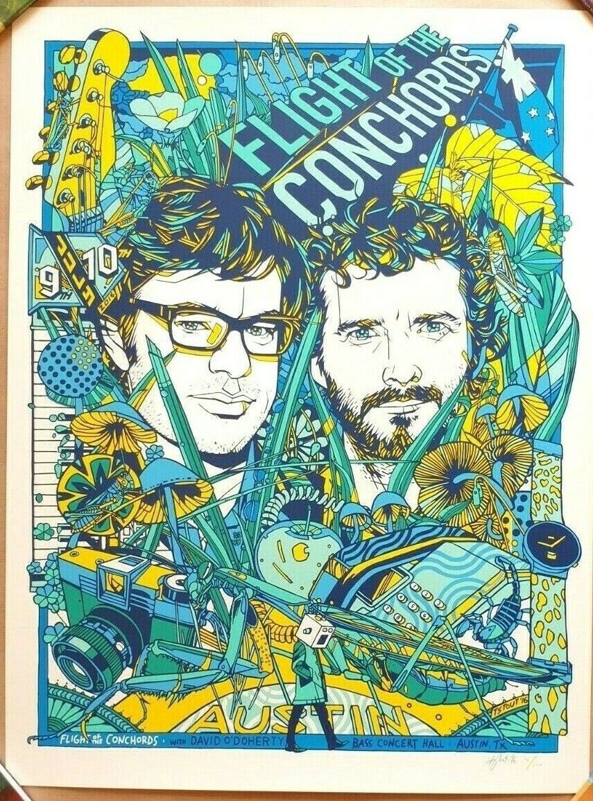 TYLER STOUT - FLIGHT OF THE CONCHORDS Austin TX 2016 Variant Screen Print Poster