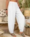 Long Elastic Loose Casual Trousers Harem Pants Pockets Wide Leg Pants