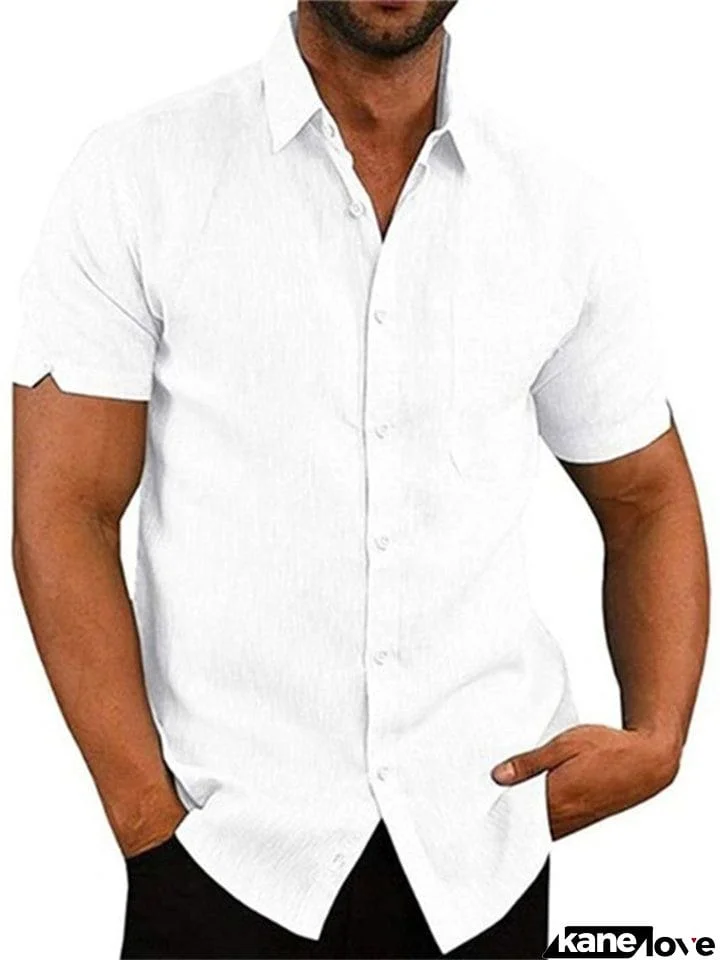 Men’s Trendy Short Sleeve Button Down Lapel Shirt With Pocket