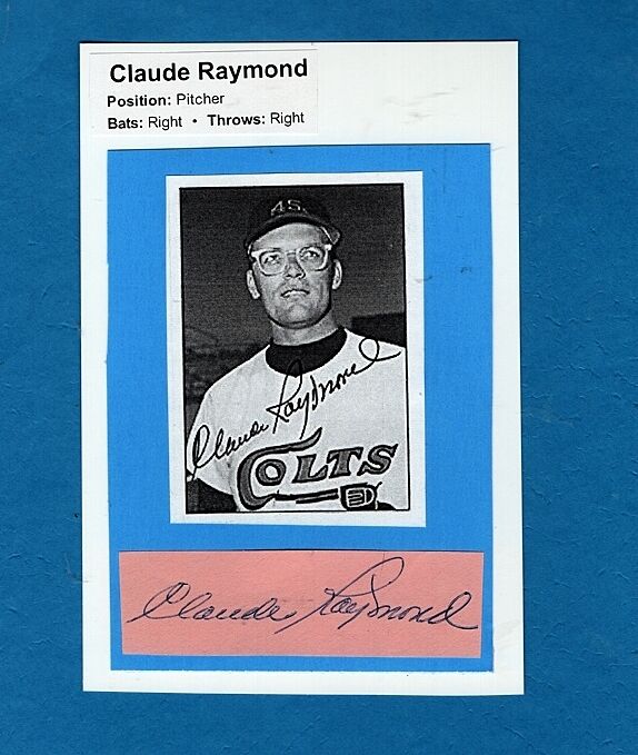 1964 CLAUDE RAYMOND-HOUSTON COLT 45'S AUTOGRAPHED ALBUM SHEET W/Photo Poster painting