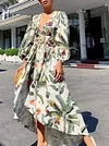 Irregular Clipping Long Sleeves Maxi Dresses