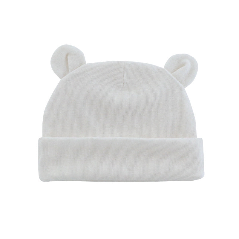 New Infant Fetal Cap Newborn Head Cap Solid Color Ear Hat Boys And Girls Baby Hat A54