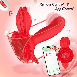 App-Controlled and Wireless Remote Rose Dildo Vibrator