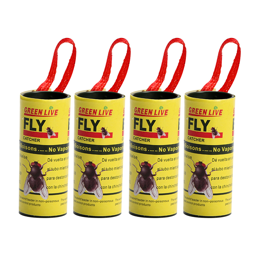 

4pcs Sticky Fly Ribbons Roll Flies Paper Strips Insect Mosquitoes Killers, 501 Original