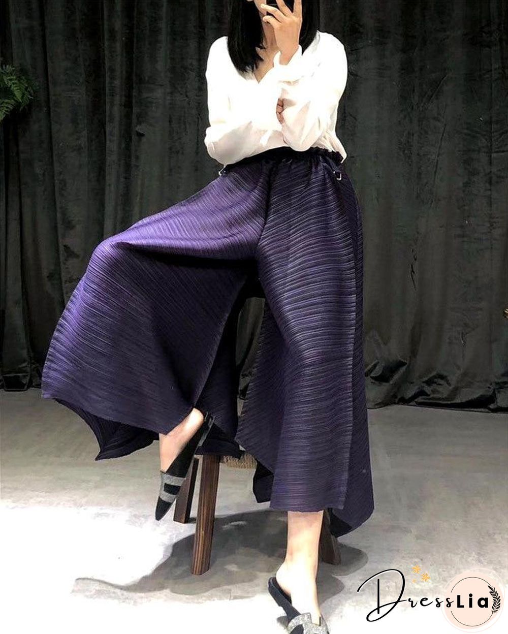Pleated women harem pants plus size high waist pleated wide leg flare pants Girdle of waist aesthetic harajuku pants
