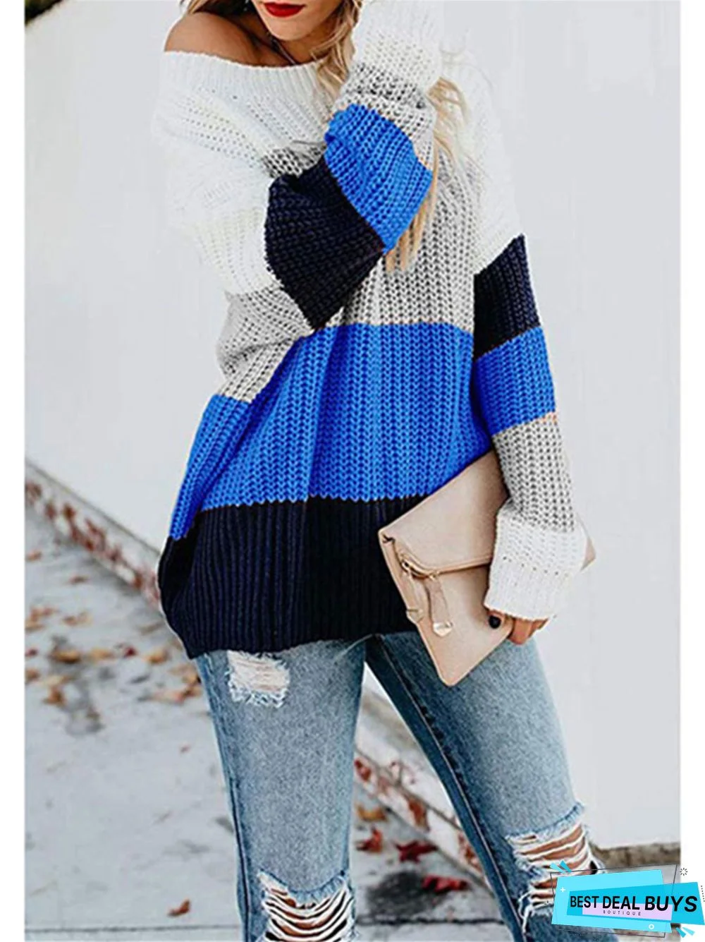 Loose Size Striped Pullover Knitted Sweater