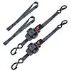 2-Pack Self Retracting Ratchet Straps 1inch X 12FT 1200 Lb Break Strength Boat Tie Down Straps To Trailer with Auto-Lock Double Hooks for Motorcycle Cargo Truck Trailer