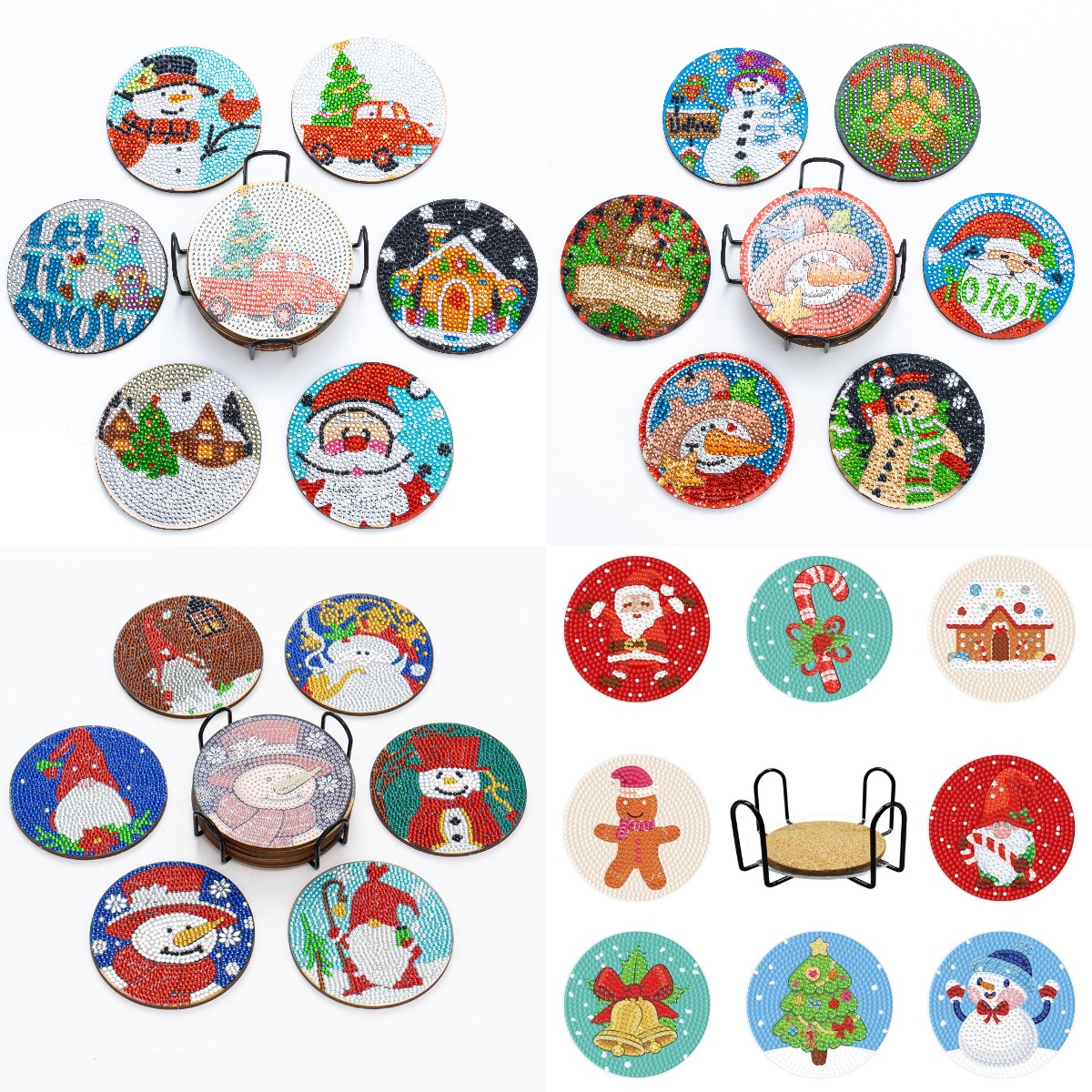 Wooden Christmas Coaster DIY Diamond Painting Cup Cushion