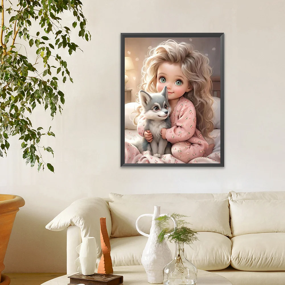 Diamond Painting - Full Round Drill - Curly Hair Big Eyes Girl(Canvas|30*40cm)