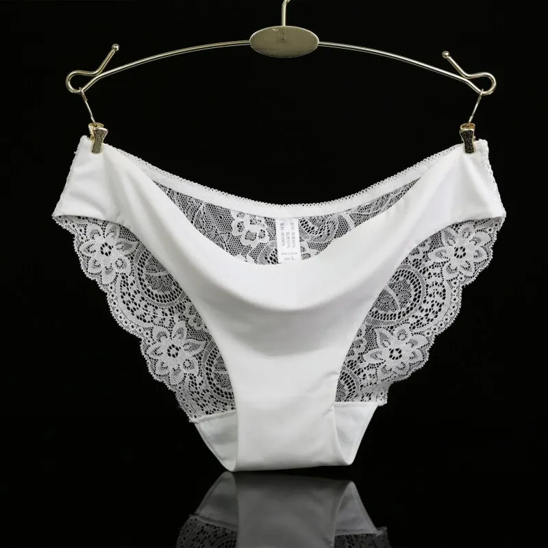 Billionm Women's Sexy Lace Panties Seamless Underwear Leopard Ice Silk for Girl Bikini Cotton Crotch Transparent Lingerie