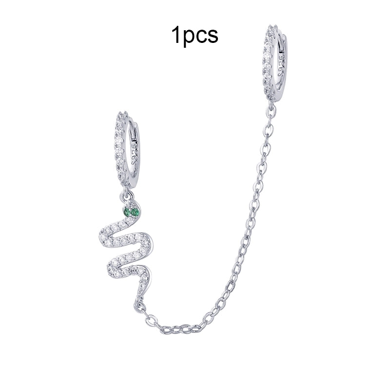 1 Pair Classic Style Snake Plating Inlay Copper Zircon White Gold Plated Gold Plated Ear Cuffs