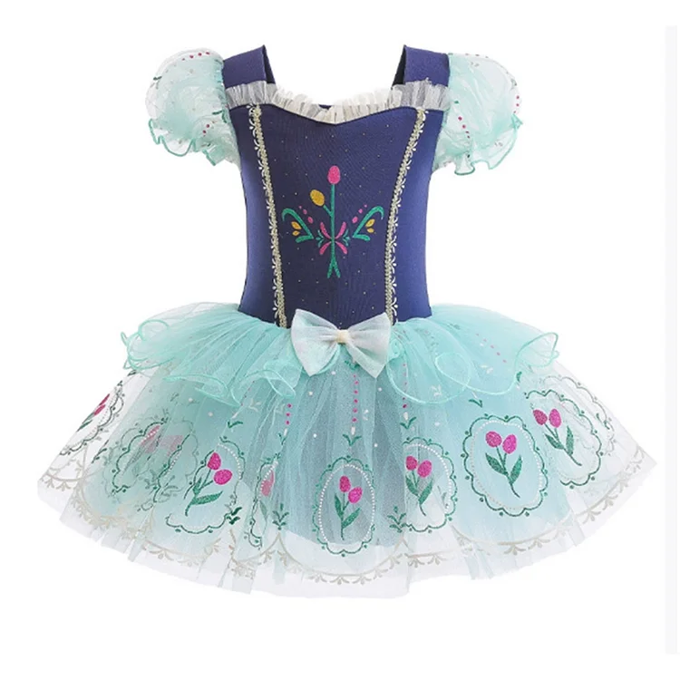 Kids Children Princess Anna Blue Tutu Dress Dance Skirt Outfits Cosplay Costume Halloween Carnival Suit