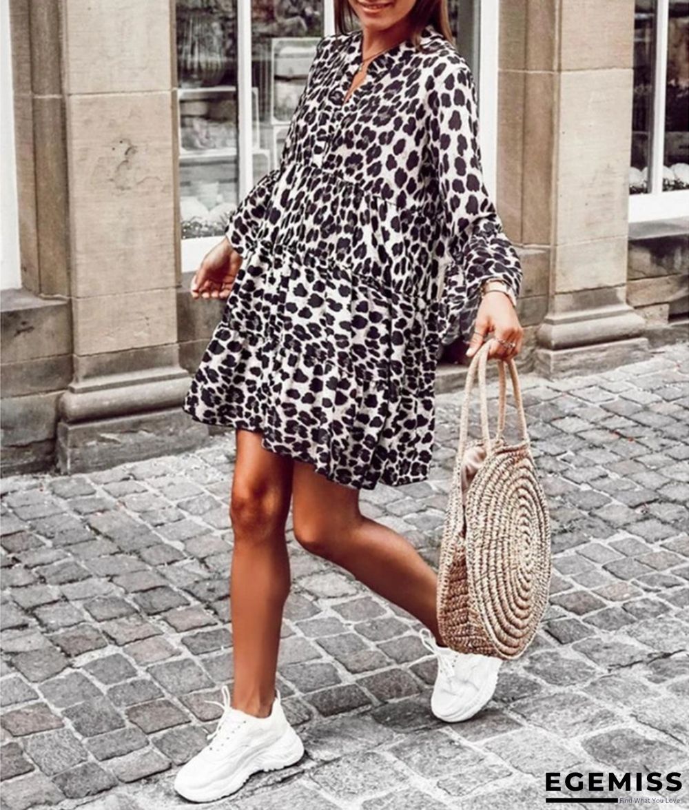 Leopard Print Dress Bohemian Style Dress | EGEMISS